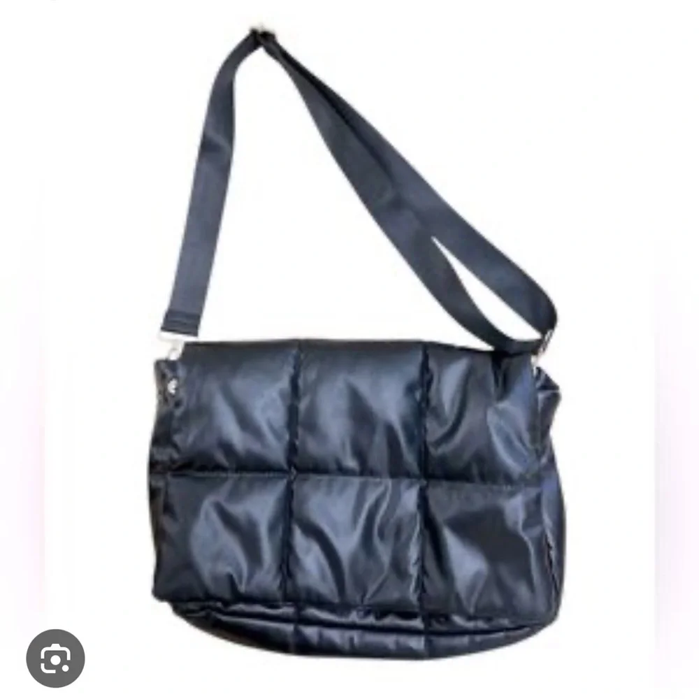 Anthropologie Black Edison Foldover Quilted Shoulder Bag - Picture 2 of 6